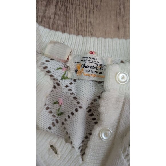 Vintage Sweater be  Banff 100% Acrylic Cardigan With Floral Design size M? Read - Picture 9 of 12